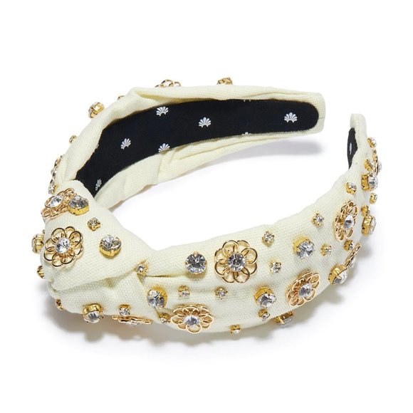 Lele Sadoughi Marigold‎ Crystal Embellished Knot14k gold plated Headband Ivory